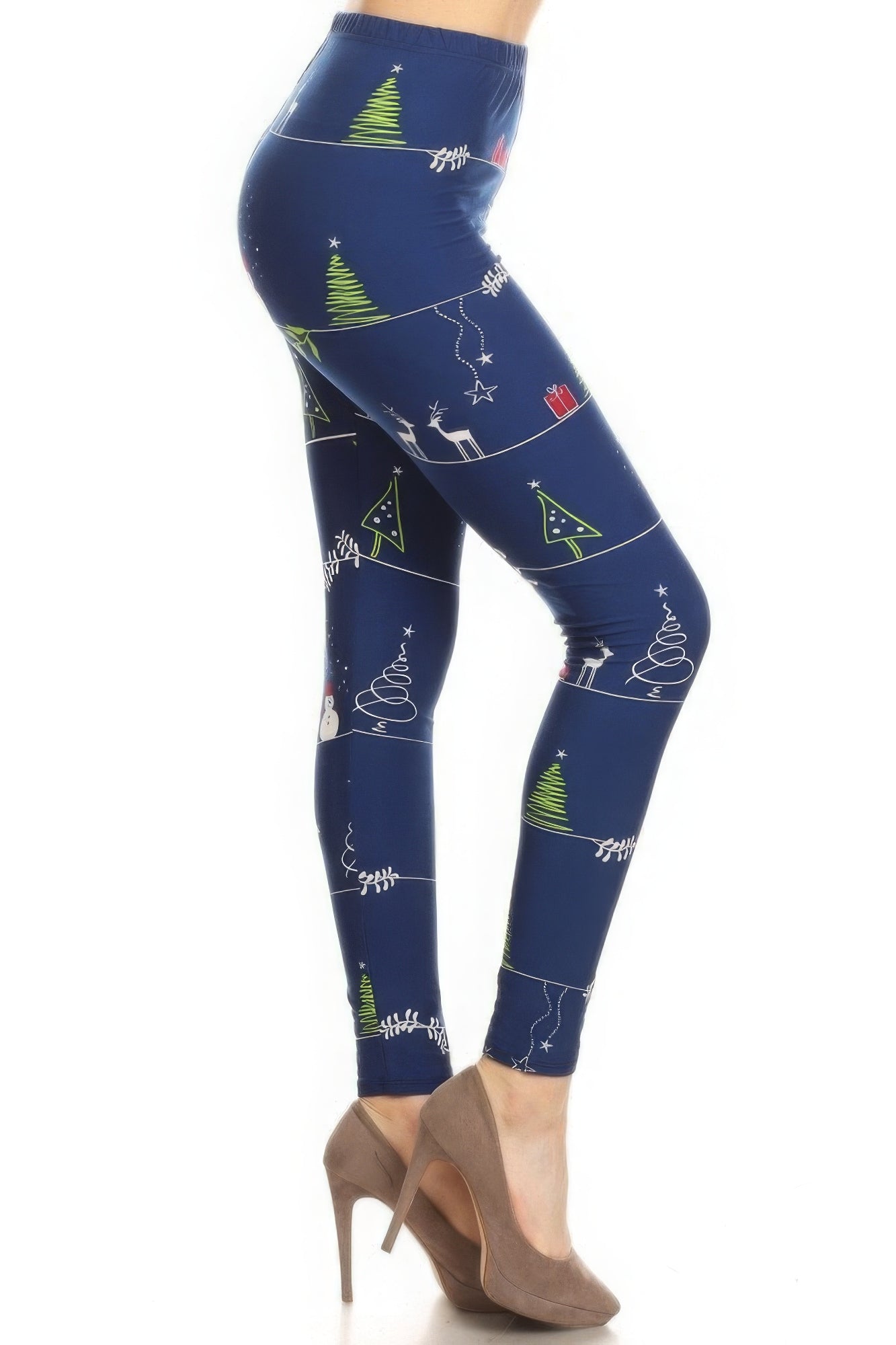 Christmas Cartoon Printed High Waisted Leggings